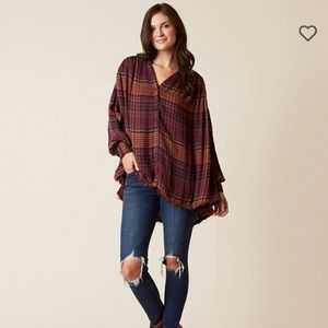 Free People Flannel Come On Over Top. XS
